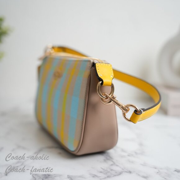 NWT Coach CBK65 Nolita 19 With Plaid Print in Bright Maize - Picture 4 of 9
